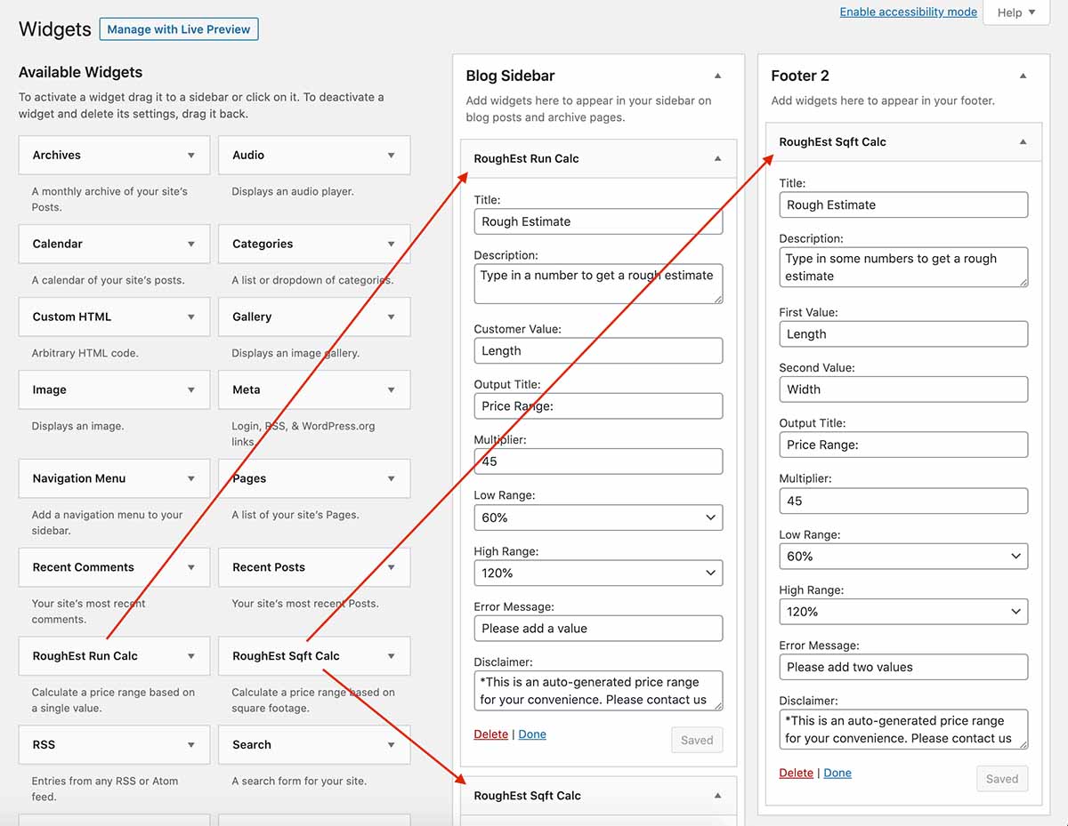 RoughEst Widget Customization